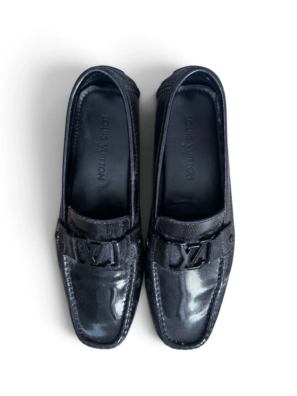 Louis Vuitton Monte Carlo Moccasin Loafers Black LV Logo Men’s 8.5